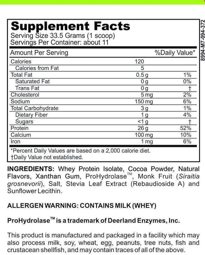 Elemental Whey WPI Protein Powder + Digestive Enzymes (Chocolate) | Low FODMAP & GLP-1 Gut-Gentle Muscle Support