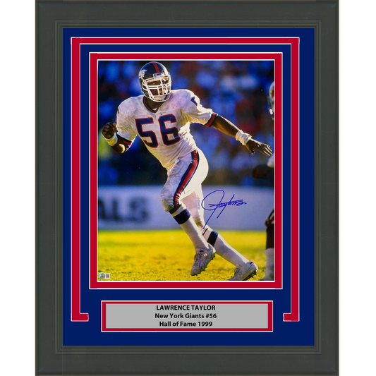 Framed Autographed/Signed Lawrence Taylor New York Giants 8x10 Football Photo Beckett BAS COA #2