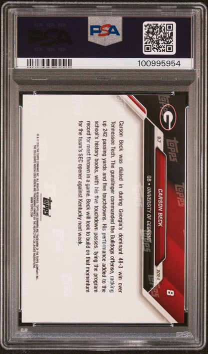 Graded 2024 Topps Bowman U Now Carson Beck #8 Rookie RC Football Card PSA 9 Mint