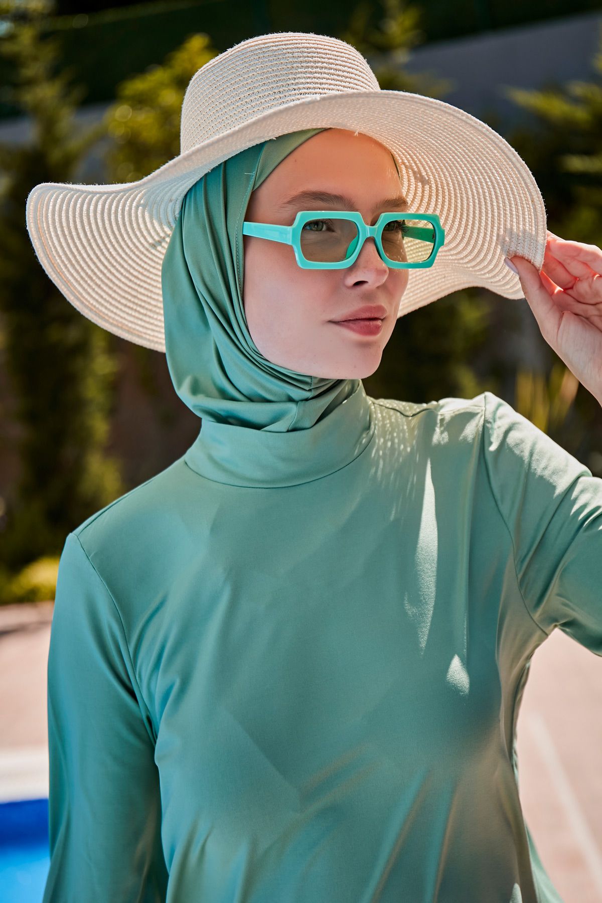 Lycra Green Burkini Modest Swimwear M2227