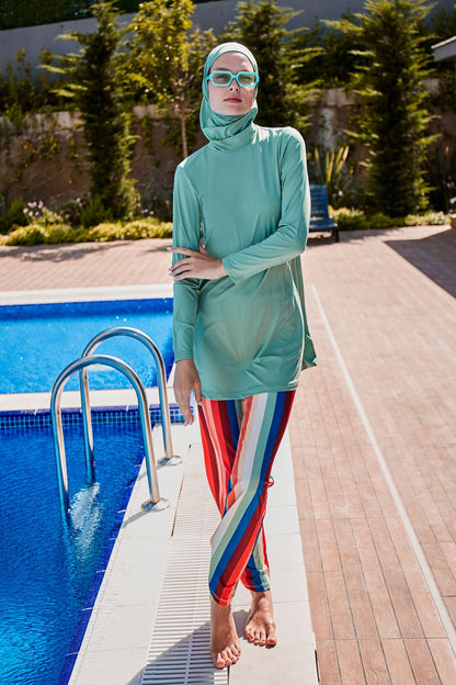 Lycra Green Burkini Modest Swimwear M2227