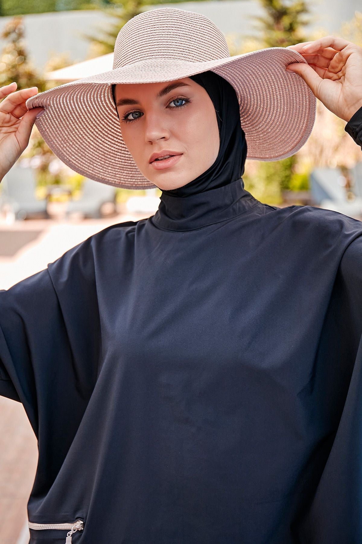 Woven Black Burkini Modest Swimwear M2274