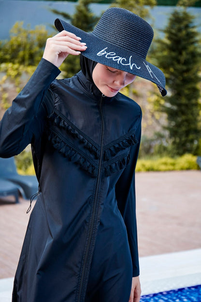 Woven Black Burkini Modest Swimwear 1998
