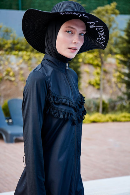 Woven Black Burkini Modest Swimwear 1998