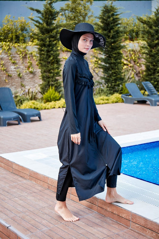 Woven Black Burkini Modest Swimwear 1998
