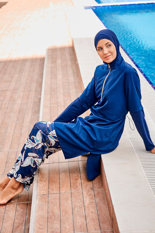 Woven Black Burkini Modest Swimwear M2260