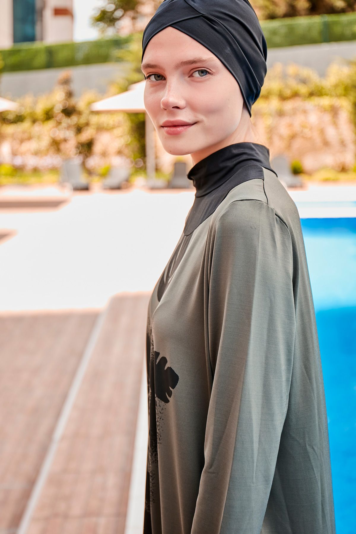 Lycra Khaki Burkini Modest Swimwear M2021