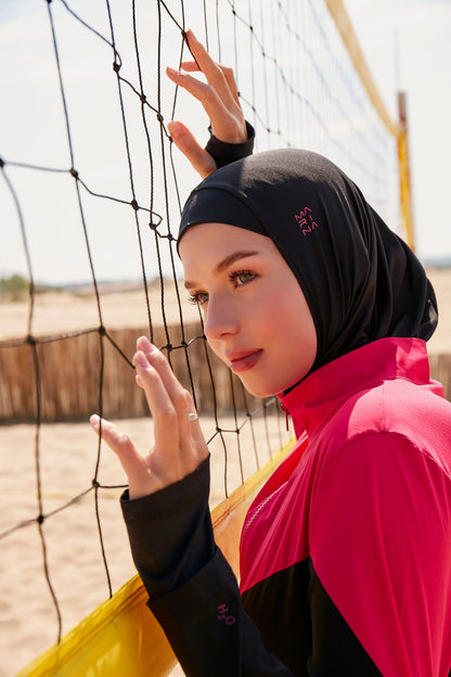Woven Black Burkini Modest Swimwear M2316-1