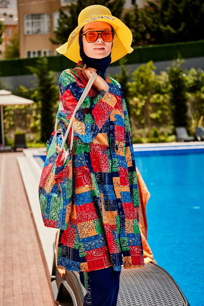 Woven Navy Burkini Modest Swimwear R2319