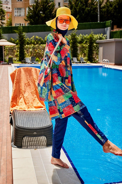 Woven Navy Burkini Modest Swimwear R2319