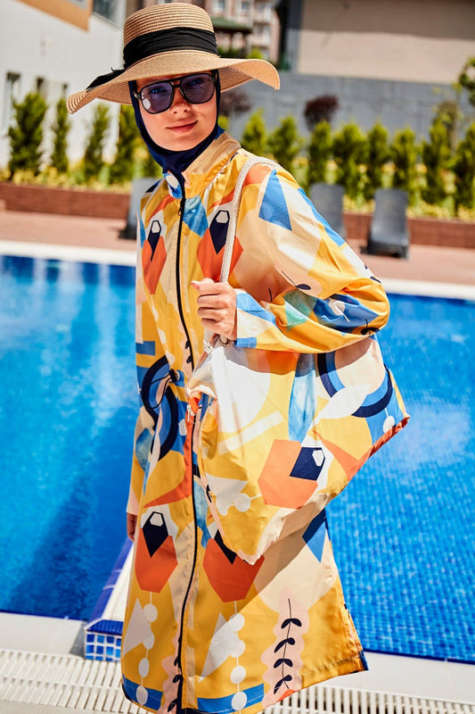 Woven Black Burkini Modest Swimwear R2313
