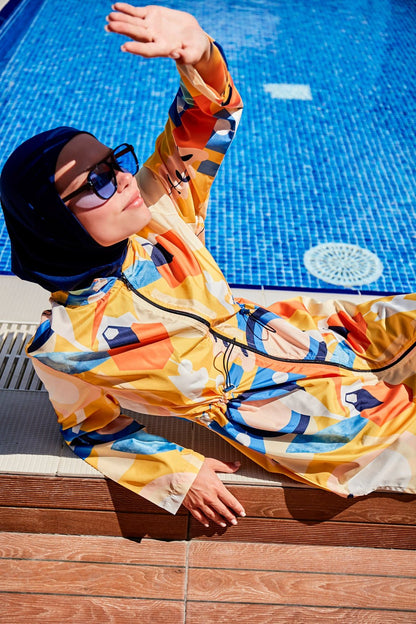 Woven Black Burkini Modest Swimwear R2313