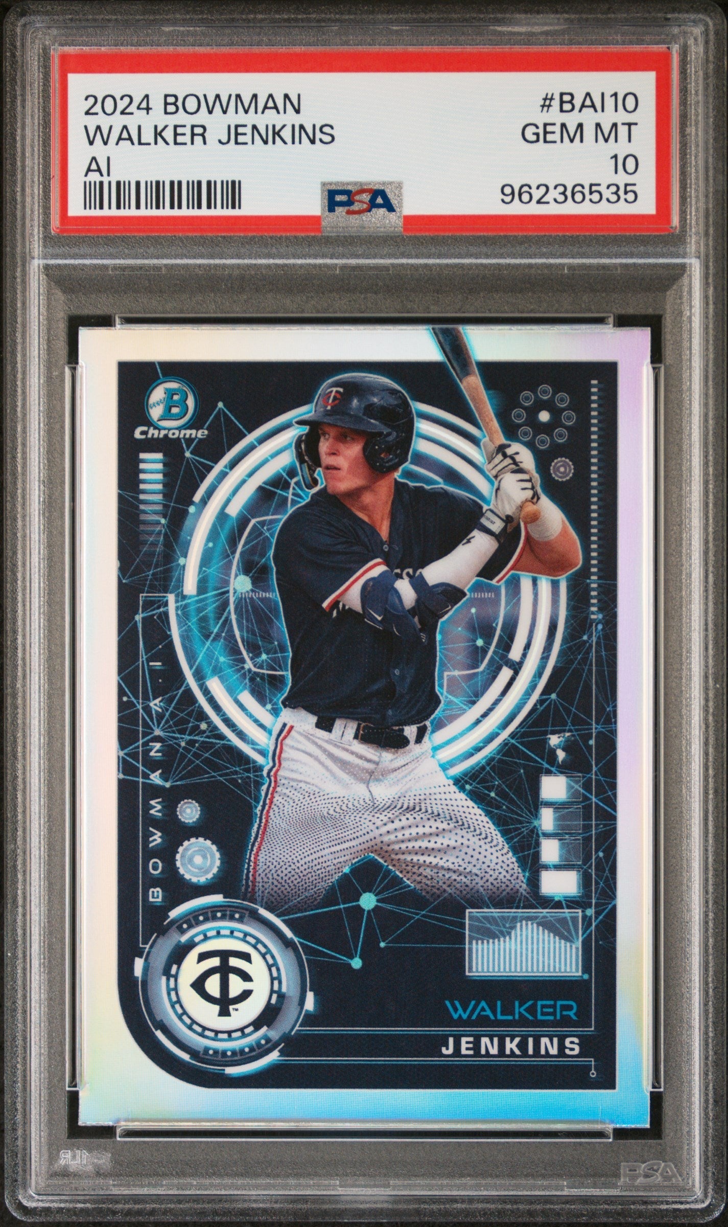 Graded 2024 Topps Bowman Walker Jenkins #BAI10 AI Rookie RC Baseball Card PSA 10 Gem Mint