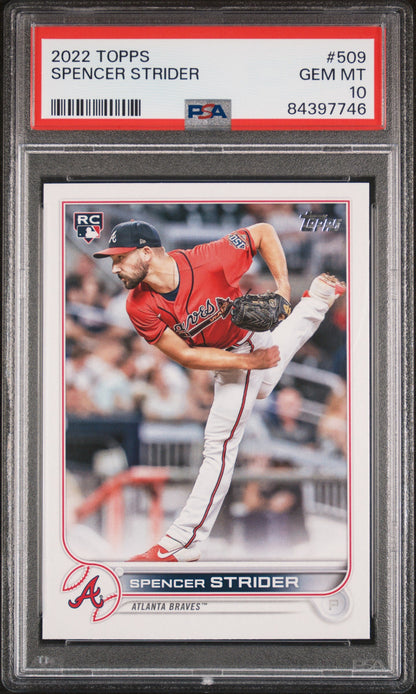 Graded 2022 Topps Spencer Strider #509 Rookie RC Baseball Card PSA 10 Gem Mint