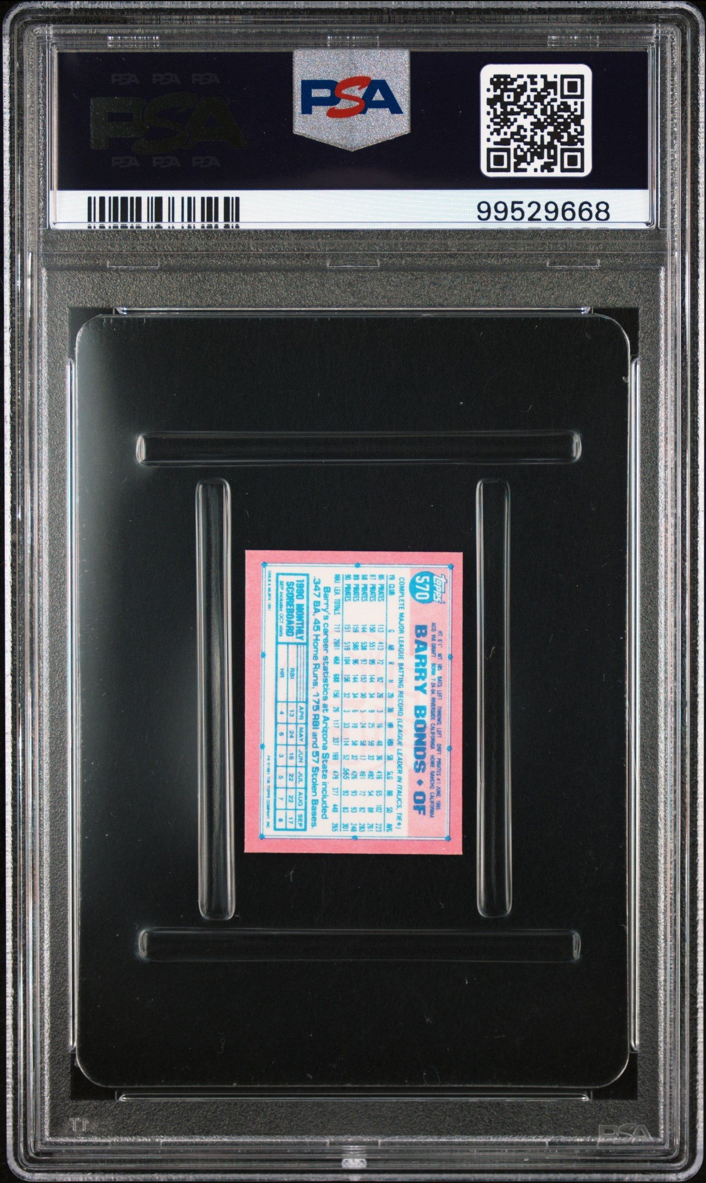 Graded 1991 Topps Micro Barry Bonds #570 Baseball Card PSA 10 Gem Mint