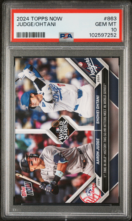 Graded 2024 Topps Now Aaron Judge/Shohei Ohtani #863 Baseball Card PSA 10 Gem Mint