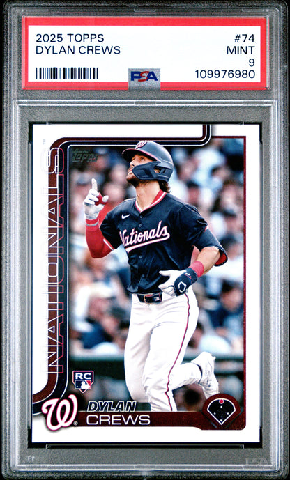 Graded 2025 Topps Dylan Crews #74 Rookie RC Baseball Card PSA 9 Mint