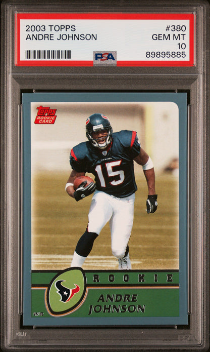 Graded 2003 Topps Andre Johnson #380 Rookie RC Football Card PSA 10 Gem Mint