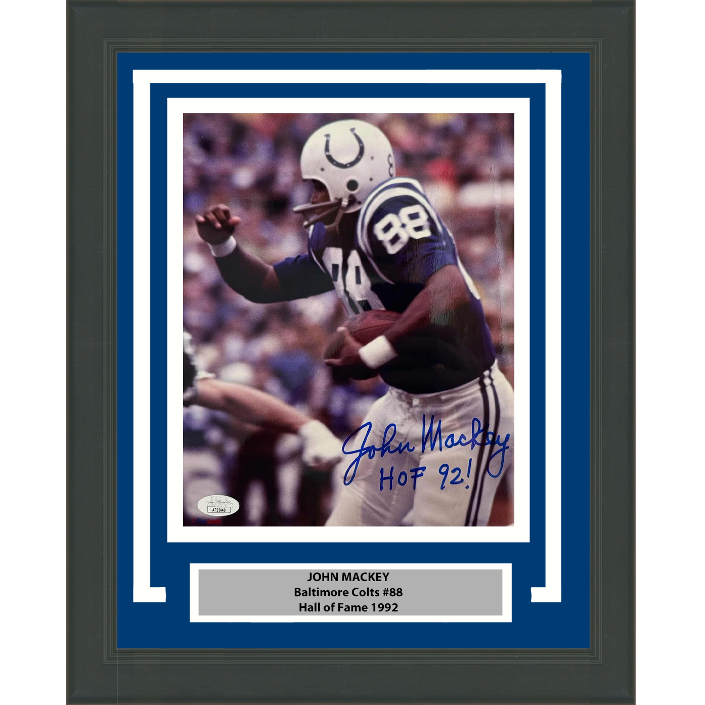 Framed Autographed/Signed John Mackey Indianapolis Colts 8x10 Football Photo JSA COA #2