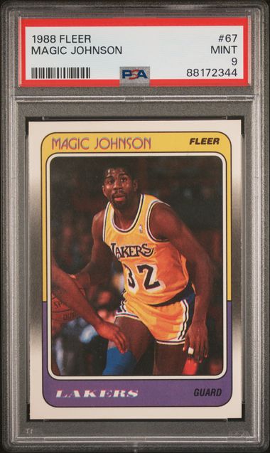 Graded 1988 Fleer Magic Johnson #67 Basketball Card PSA 9 Mint