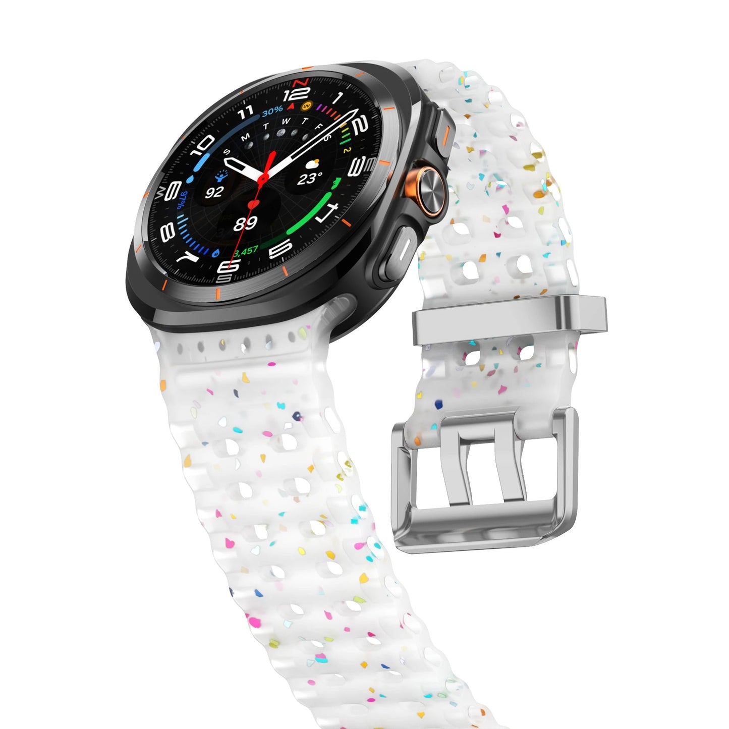 Ocean Silicone Samsung Galaxy Ultra Watch Band Silver Buckle 47MM