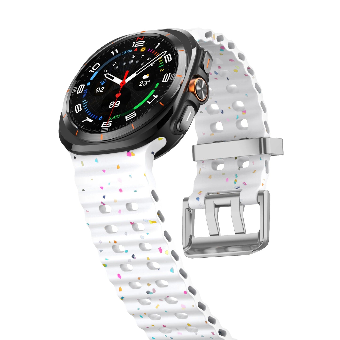 Ocean Silicone Samsung Galaxy Ultra Watch Band Silver Buckle 47MM