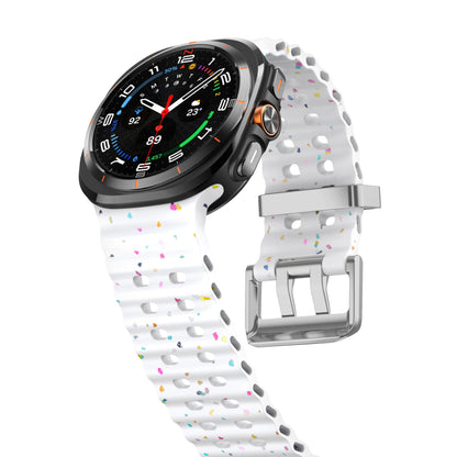 Ocean Silicone Samsung Galaxy Ultra Watch Band Silver Buckle 47MM