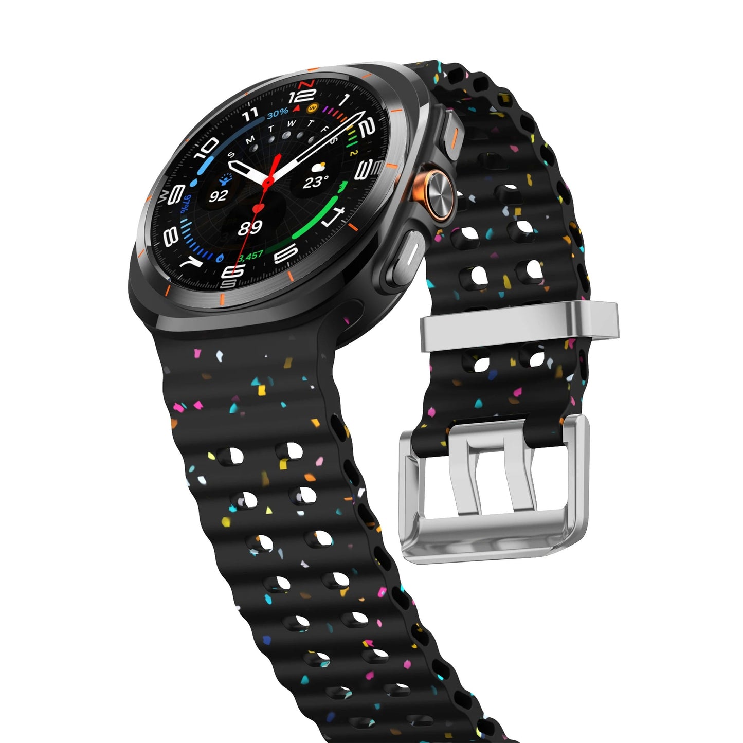 Ocean Silicone Samsung Galaxy Ultra Watch Band Silver Buckle 47MM