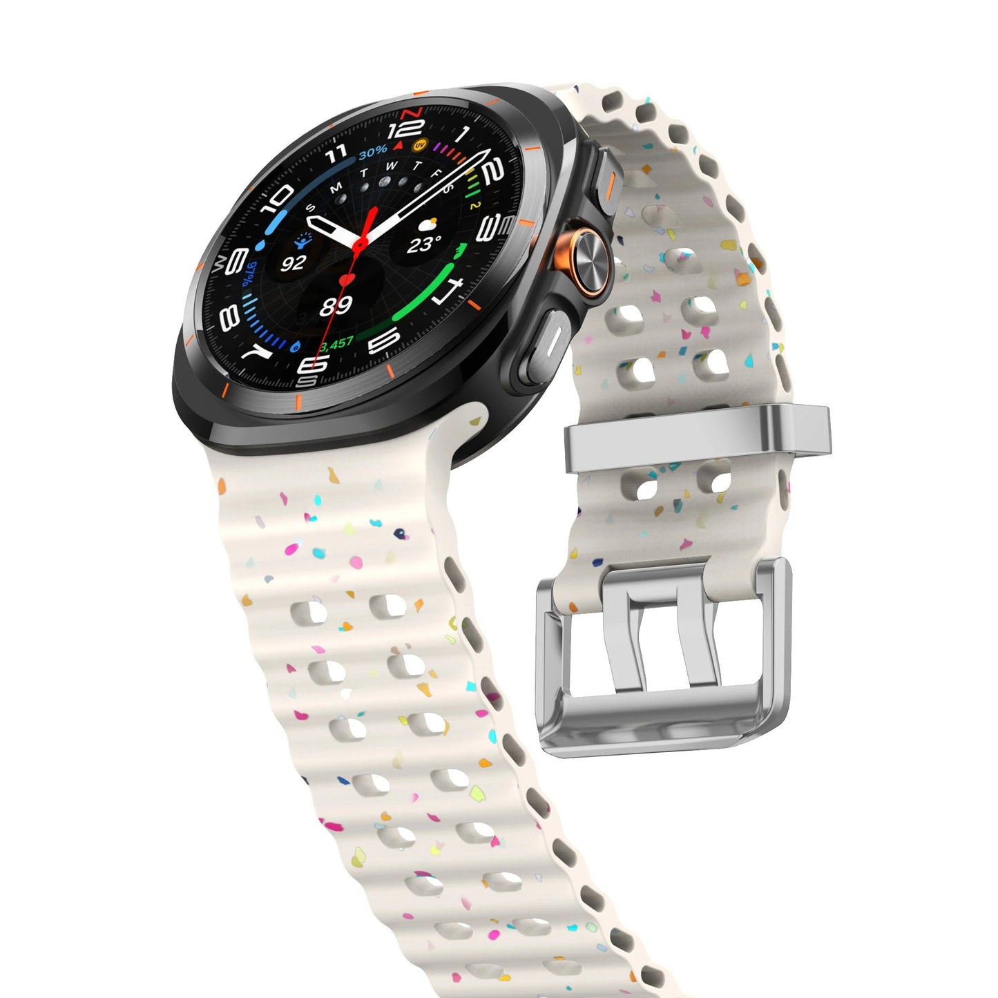 Ocean Silicone Samsung Galaxy Ultra Watch Band Silver Buckle 47MM