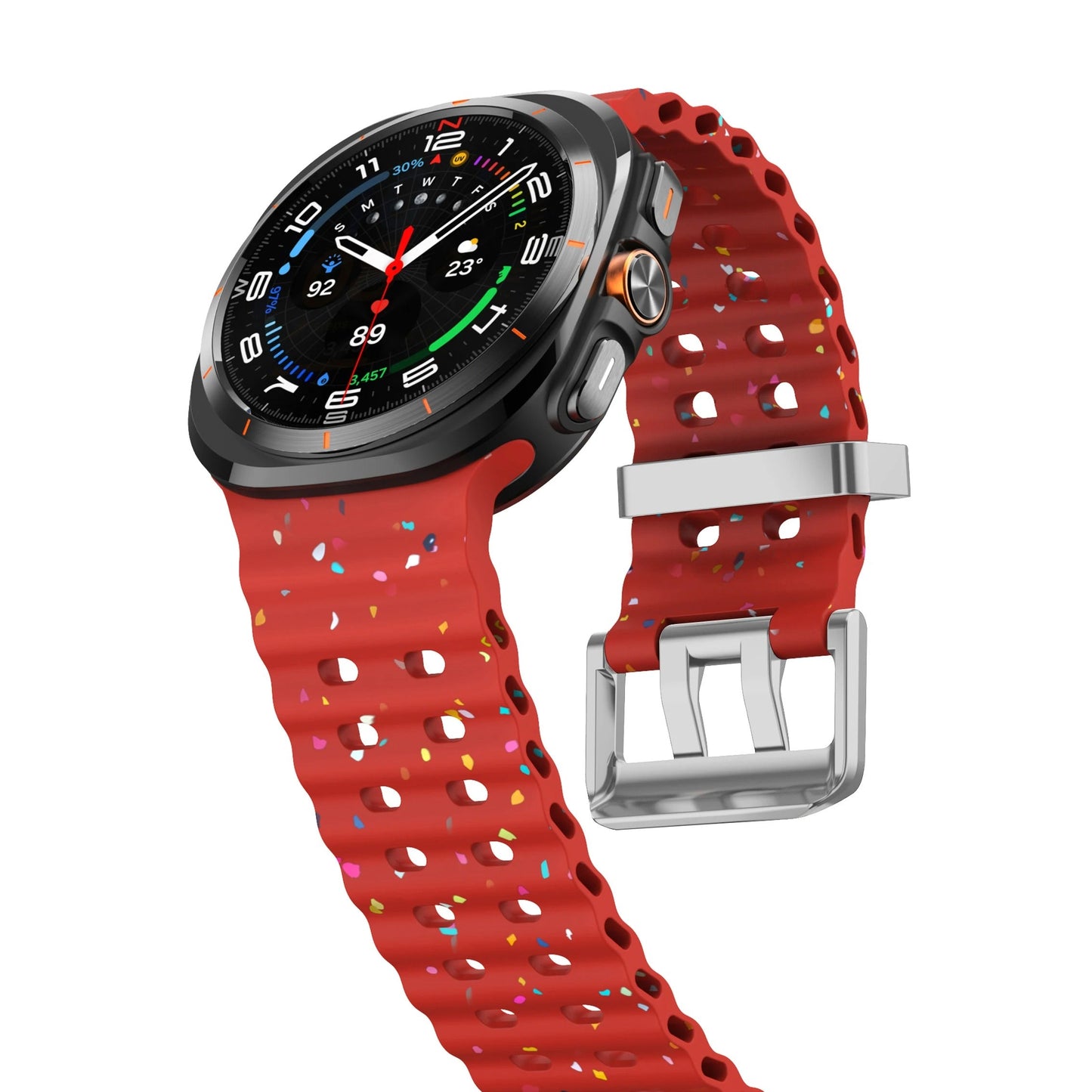 Ocean Silicone Samsung Galaxy Ultra Watch Band Silver Buckle 47MM