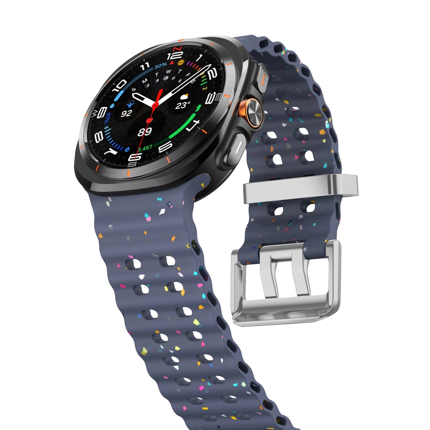 Ocean Silicone Samsung Galaxy Ultra Watch Band Silver Buckle 47MM