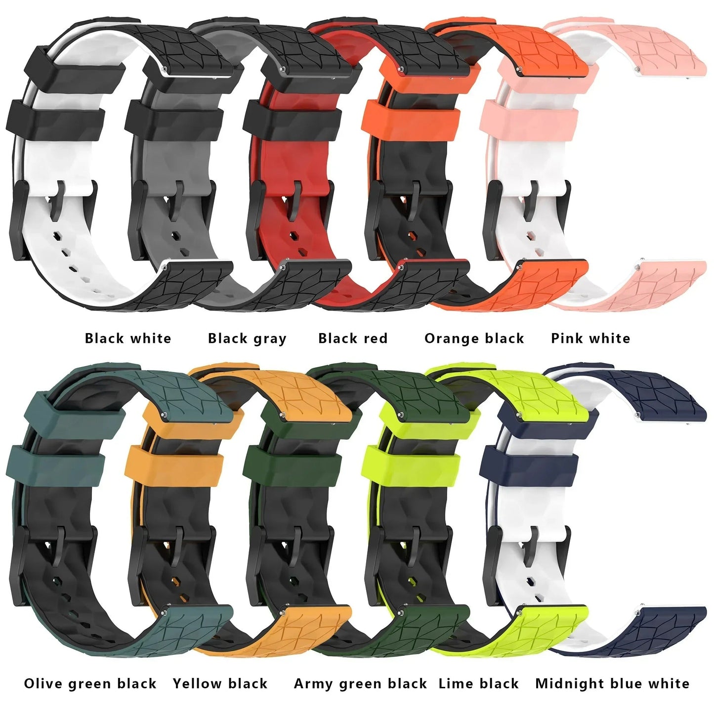 20mm, 22mm, Strap for Samsung Galaxy Watch 7 FE 6 5 4 5Pro 6/4Classic Silicone Band for Huawei GT5 Pro 46mm GT4/3Pro Bracelet (Kopya)