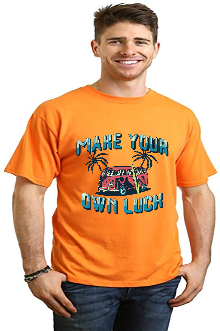 Make your own luck Men's Bamboo Viscose/Organic Cotton Short Sleeve Graphic T-Shirt