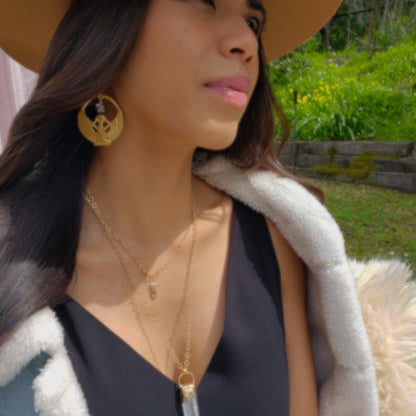 Brass Isis and Herkimer Earrings