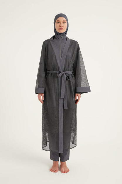 Charcoal Full Length Modest Mesh Kimono – Marina P2501-5