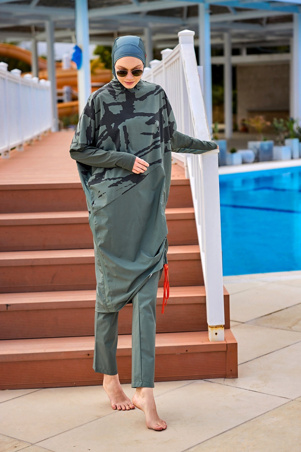 Khaki Full Coverage Modest Swimwear Burkini Set M2516