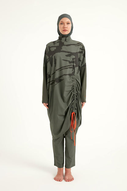 Khaki Full Coverage Modest Swimwear Burkini Set M2516