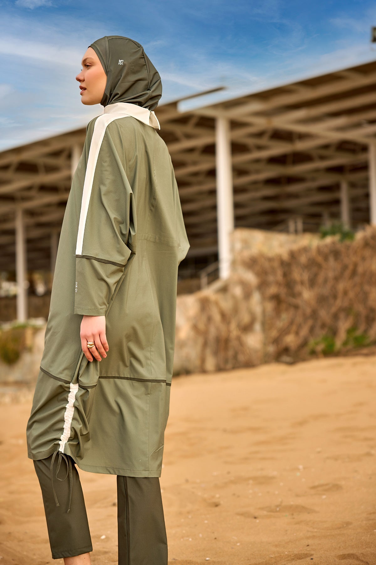 Khaki Modest Full Coverage Swimsuit – Islamic Burkini Set | M2521-1