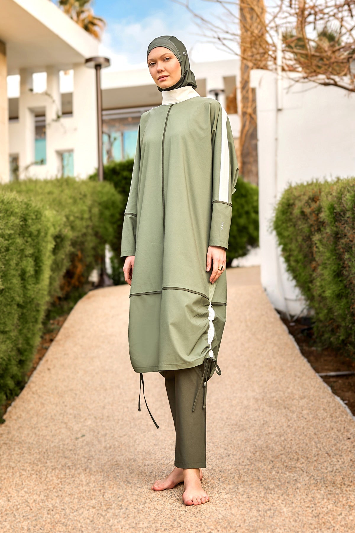 Khaki Modest Full Coverage Swimsuit – Islamic Burkini Set | M2521-1