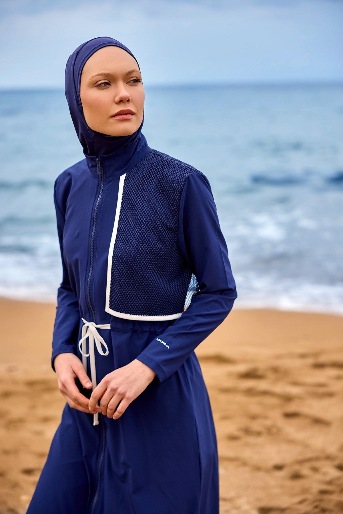 Navy Full Coverage Modest Swimwear Burkini Set M2506-2