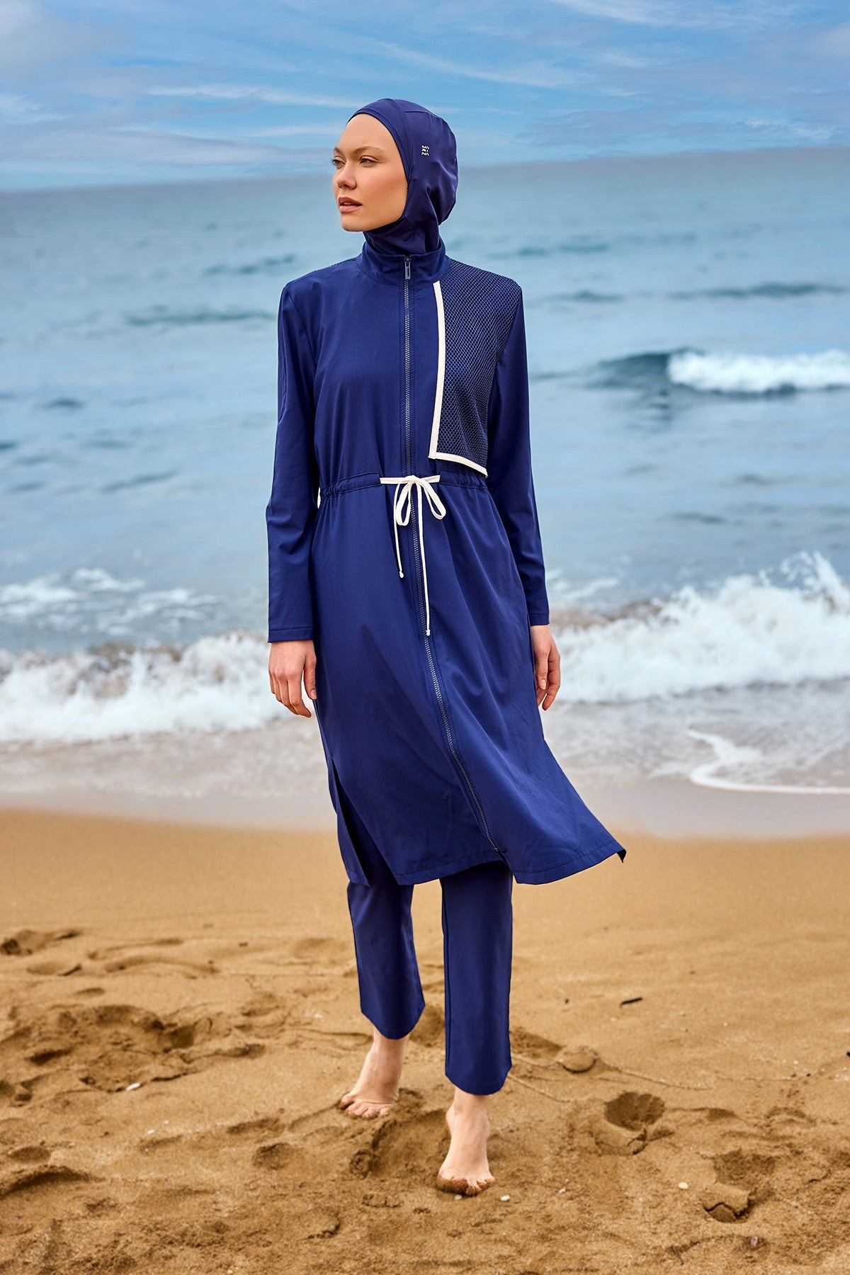Navy Full Coverage Modest Swimwear Burkini Set M2506-2