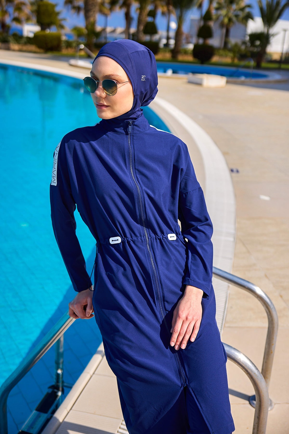 Navy Full Coverage Modest Swimwear Burkini Set M2507-2