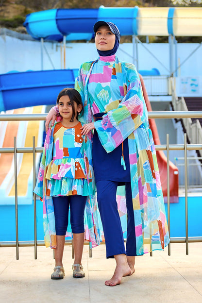 Navy Blue Full Coverage Islamic Swimwear Burkini Set M2511