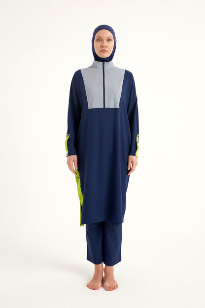 Navy Full Coverage Modest Swimsuit – Burkini with Adjustable Fit M2527-3