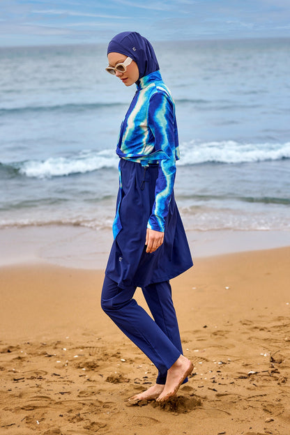 Navy Full Coverage Modest Swimwear Burkini Set M2530-2