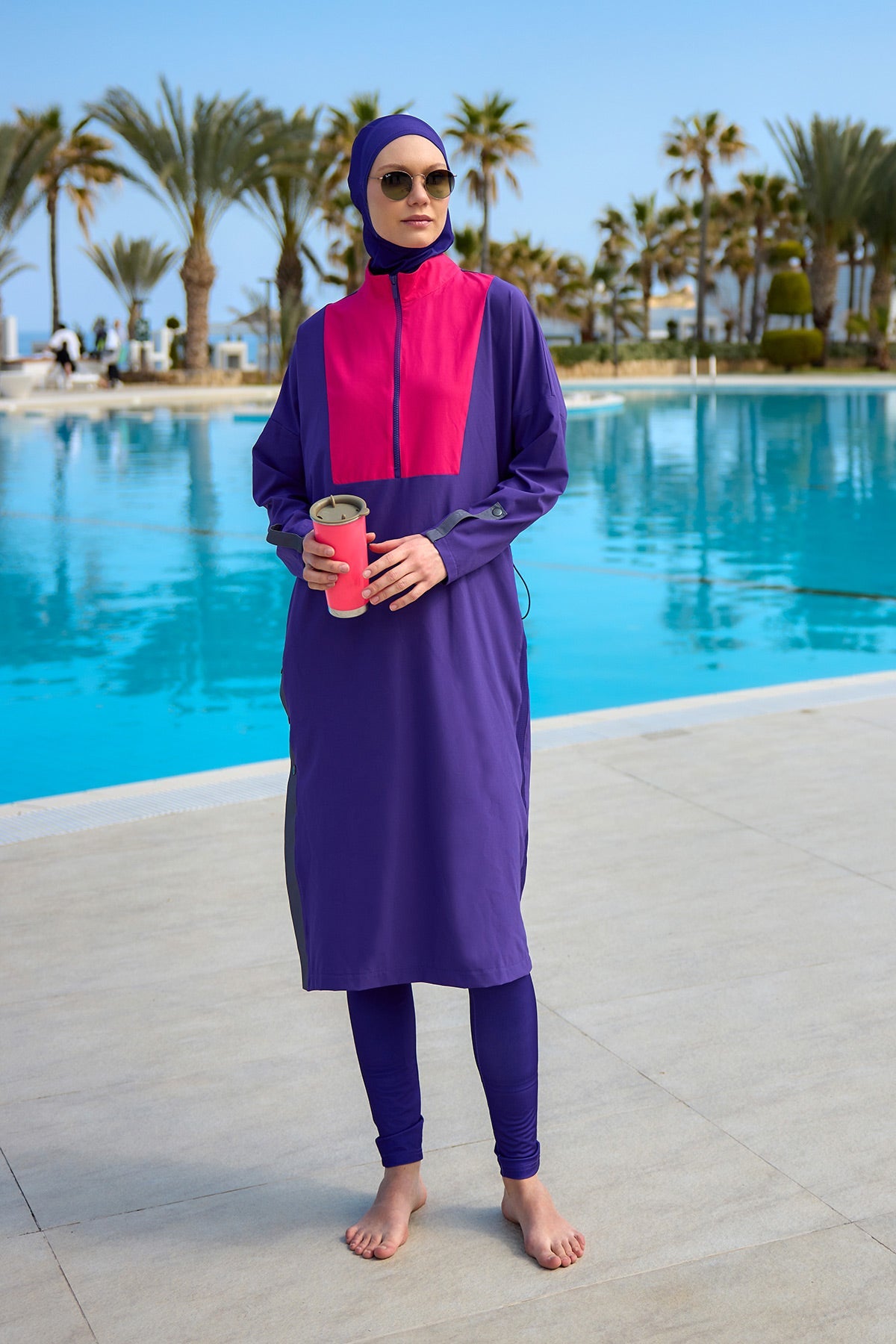 Purple Full Coverage Modest Swimwear Burkini Set M2527-2