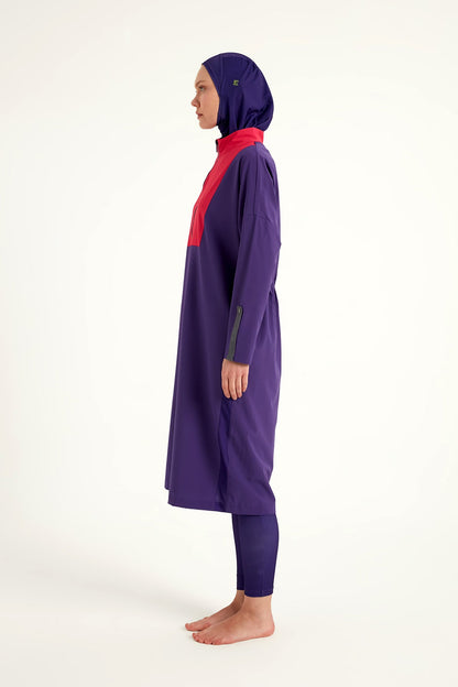 Purple Full Coverage Modest Swimwear Burkini Set M2527-2