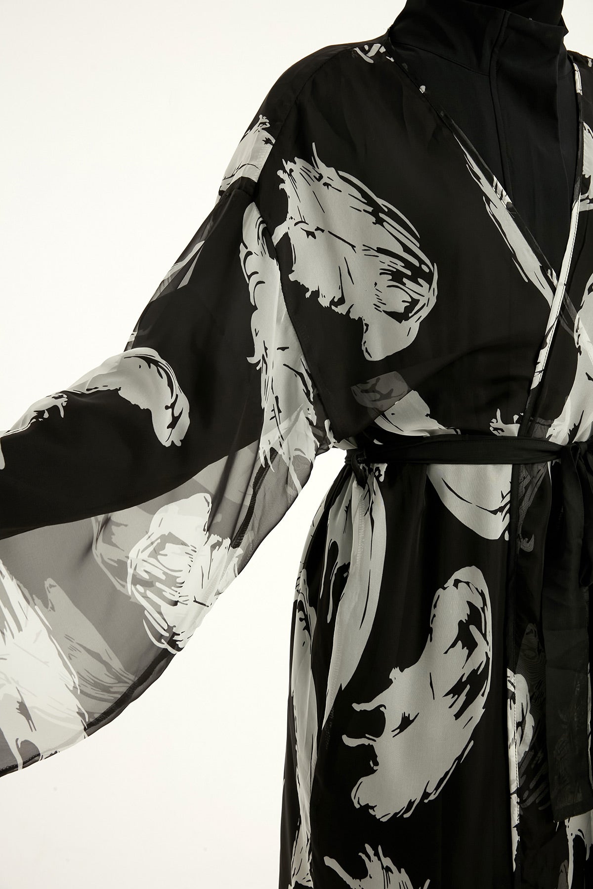 Elegant Silky Modest Kimono – Lightweight Full Coverage Beach Cover P2503-3