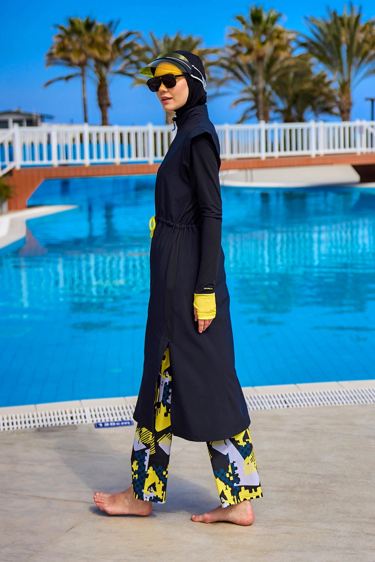 Marina Black Full Coverage Islamic Swimwear Burkini Set M2501-1