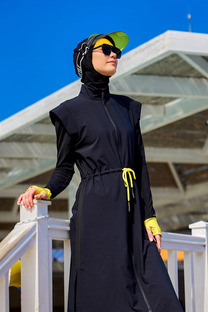 Marina Black Full Coverage Islamic Swimwear Burkini Set M2501-1